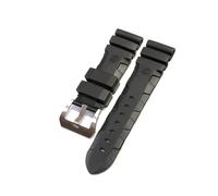 PctkeLsend Uhrenarmband passend for Panerai SUBMERSIBLE PAM 441 359 Weiches Silikonkautschuk 24 mm 26 mm Herrenuhrenarmband Uhrenzubehör Uhrenarmband(Black-Silver Buckle1,24mm)