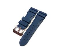 PctkeLsend Uhrenarmband passend for Panerai SUBMERSIBLE PAM 441 359 Weiches Silikonkautschuk 24 mm 26 mm Herrenuhrenarmband Uhrenzubehör Uhrenarmband(Blue-Silver Buckle,26mm)