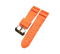 PctkeLsend Uhrenarmband passend for Panerai SUBMERSIBLE PAM 441 359 Weiches Silikonkautschuk 24 mm 26 mm Herrenuhrenarmband Uhrenzubehör Uhrenarmband(Orange-Silver Buckle,24mm)