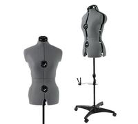 PDM WORLDWIDE Verstellbare Schaufensterpuppe zum Nähen, weibliche Größe 34-42, Grauer steckbarer Modellkörper mit 13 Zifferblättern, 108-152.4 cm Höhenbereich für Kleidungsanzeige, klein
