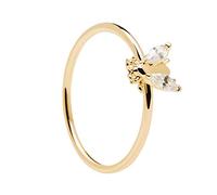 PDPaola Buzz Ring Insekt aus 18 Karat goldplattiertem Sterling Silber mit Zirkonia in der Ringgröße 16, AN01-218-16