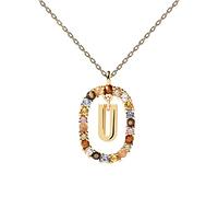 PDPaola Halskette mit dem Buchstaben U aus 18 Karat goldplattiertem Sterling Silber mit Edelsteinen und Kristallen, CO01-280-U