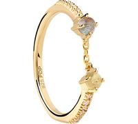 PDPaola Juno Ring Zena aus 18 Karat goldplattiertem Sterling Silber mit Zirkonia, Ringgröße 16, AN01-652-16