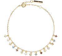 PDPaola Willow Armband aus vergoldetem Silber mit 15 hängenden Steinen in fünf verschiedenen Farben,Kette: Verstellbarer Verschluss von 15 bis 18 cm, PU01-109-U
