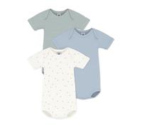 Petit Bateau 3er-Pack Bodys kurzarm Ringel Pfoten 80 natur/salbei/blau