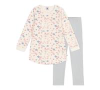 Pe Bateau Nachthemd und Leggings für Kinder aus Molton, Bedruckt mit Blumenmuster, Milk/Multico, 4 Jahre