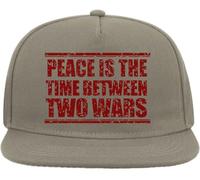 Peace is The Time Between Two Ward Red Graphic Snapback Flat Visor Cotton Blend Cap Gray