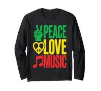 Peace Love Music Reggae-Farben Positive Vibes Kunstdesign Langarmshirt