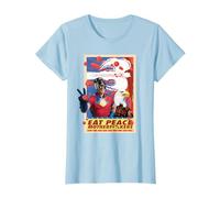 Peacemaker T-Shirt Eat Peace mit Eagle - Herren & Damen, Unisex-Erwachsene, Grau, Cartoon, Klein, Kurzarm, Klassisch, T-Shirt