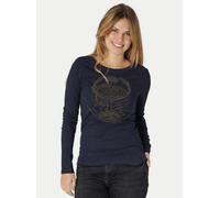 Peaces.bio - handbedruckte Biomode Bio-Damen-Langarmshirt "Weltenesche" Blau S
