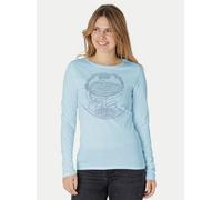 Peaces.bio - handbedruckte Biomode Bio-Damen-Langarmshirt "Weltenesche" Hellblau S