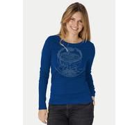 Peaces.bio - handbedruckte Biomode Bio-Damen-Langarmshirt "Weltenesche" Königsblau M