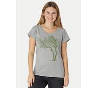Peaces.bio - handbedruckte Biomode Bio-Damen-Loosefit-T-Shirt Fancy Tree Hellgrau L