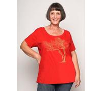 Peaces.bio - handbedruckte Biomode Bio-Damen-Loosefit-T-Shirt Fancy Tree Rot XL