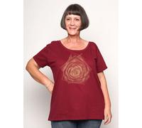 Peaces.bio - handbedruckte Biomode Bio-Damen-Loosefit-T-Shirt Rose Bordeaux 2XL