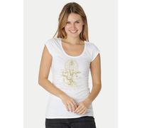 Peaces.bio - handbedruckte Biomode Bio-Damen-Roundneck-Shirt "Ganesha" Weiss S