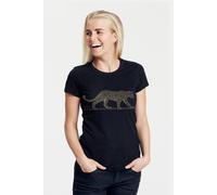 Peaces.bio - handbedruckte Biomode Bio-Damen-T-Shirt "Leopard" Schwarz XS