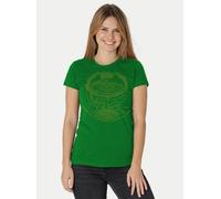 Peaces.bio - handbedruckte Biomode Bio-Damen-T-Shirt "Weltenesche" Grün S