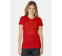 Peaces.bio - handbedruckte Biomode Bio-Damen-T-Shirt "Weltenesche" Rot M