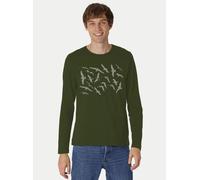Peaces.bio - handbedruckte Biomode Bio-Herren-Langarmshirt Möwen Waldgrün L