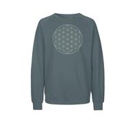 Peaces.bio - handbedruckte Biomode Bio Herren Sweatshirt Die Blume des Lebens Blaugrün XL
