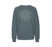 Peaces.bio - handbedruckte Biomode Bio Herren Sweatshirt Die Blume des Lebens Blaugrün XXL