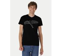 Peaces.bio - handbedruckte Biomode Bio-Herren-T-Shirt V-Neck Sperber Schwarz M