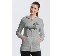 Peaces.bio - handbedruckte Biomode Bio-Jersey-Zip-Hoodie Horsepower Hellgrau 2XL