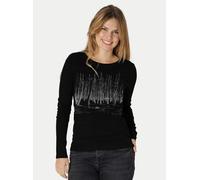 Peaces.bio - handbedruckte Biomode Damen Langarmshirt Woodland Schwarz XS
