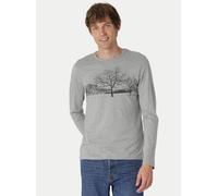 Peaces.bio - handbedruckte Biomode Herren Langarmshirt Landscape Hellgrau M