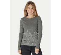 Peaces.bio - handbedruckte Biomode Langarmshirt Damen Mystic Iris Dunkelgrau XL