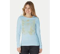 Peaces.bio - handbedruckte Biomode Langarmshirt Damen Sonnenscheibe Aton Hellblau M
