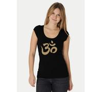 Peaces.bio - handbedruckte Biomode Roundneck Shirt Damen OM Schwarz XS