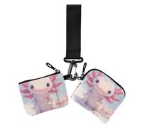 Peach Axolotl Cute Damen Münzgeldbörsen Kartenetuis Dünn Flach Frauen Kreditkartenetui Münzbörse mit Schlüsselanhänger für Frauen 2 Packungen, Pfirsich Axolotl niedlich, 1 size, Casual