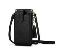 Peacocktion Handytasche zum Umhängen Damen, Kleine Handy Umhängetasche mit Kartensteckplatz, Handy Tasche zum UmhäNgen mit Verstellbare Träger Schwarz