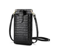 Peacocktion Handytasche zum Umhängen, Kleine Umhängetasche Damen, Crossbody Handytasche Geldbörse, Handy Umhängetasche mit Kartenfächer, Crossbody Tasche für Damen, 06-Schwarz Krokodil