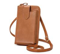 Peacocktion Kleine Handytasche zum Umhängen Damen, Umhängetasche Multifunktionale Geldbörse Schultertasche mit Vielen Fächern und Kartenfächer, Handtasche Damen umhängetasche, A1-Braun