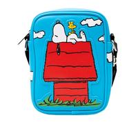 Peanuts Bag, Crossbody, The Secret of Life Snoopy and Woodstock Dog House Pose, Blue, Vegan Leather, Blau, 8.0" x 8.0"