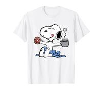 Peanuts Erdnüsse - Donut Coffee Snoopy T-Shirt, Unisex Erwachsene, Unisex-Kinder, Kurzarm, T-Shirt, Blau, S