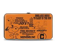 Peanuts Geldbörse, aufklappbar, Snoopy Posen und Zitate Collage Orange Schwarz, veganes Leder