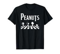 Peanuts - Schwarz, Cartoon T-Shirt, S, Unisex, Kurzarm, Reguläre Passform, Standardlänge, Klassisches Kurzarm-T-Shirt, Einzigartiges Cartoon-Muster: Snoopy überquert die Straße
