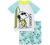 Peanuts Snoopy Badeanzug für Jungen | Kinder 2 Stück T-Shirt Shorts Animierte Beagle Woodstock Hund Blau All In One Badeanzug by Schulz Merchandise