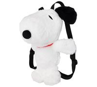 Peanuts Snoopy Plüsch Rucksack, 14 Zoll Weich Gefüllte Charaktertasche mit Reißverschlusstasche, Mini Rucksack, Weiß/Schwarz