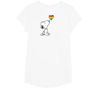 Peanuts - Snoopy Regenbogenherz T-Shirt, Offizielles Lizenzprodukt, Cartoon, Unisex, Alle Altersstufen, Kurzarm, Blau, S