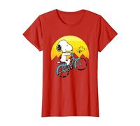 Peanuts - Snoopy Sping Biking T-Shirt, Damen, Rot, XS