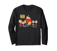 Peanuts Snoopy Woodstock Happy Gang Freundschaft Vintage BFF Langarmshirt, Unisex für Erwachsene, Schwarz, L