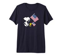 Peanuts - Sports - Snoopy und Woodstock halten die Flaggen der USA Premium T-Shirt