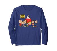 Peanuts Vintage Snoopy Woodstock Gang Happy Friendship BFF Langarmshirt, Unisex für Erwachsene, Marineblau, M