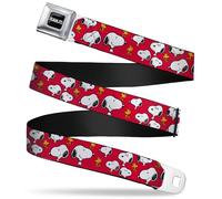 Peanuts Worldwide LLC Gürtel, Sicherheitsgurtschnalle, Peanuts Snoopy und Woodstock Posen, verstreut rot, verstellbar, Rot/Ausflug, einfarbig (Getaway Solids), Adult Reg (30"-44")