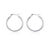 PEARLOVE 925 Sterling Silber Dicke Creolen. Kleine Silberne, Hypoallergene Süße Minimalistische Ohrringe für Frauen und Mädchen